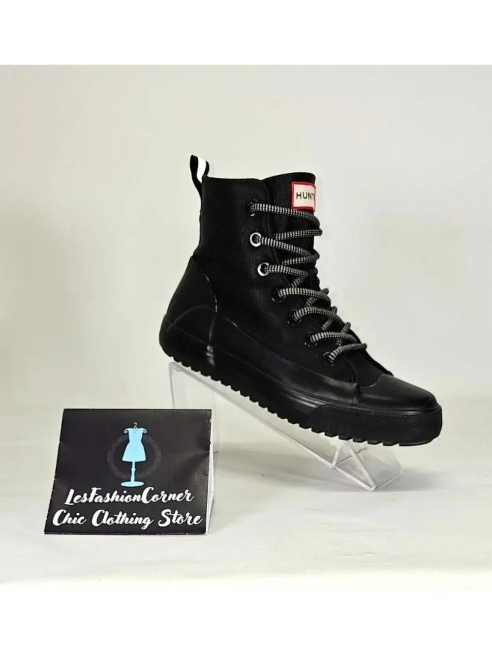 Hunter Men's Target Dipped Black Canvas Hi-Top Sneakers Size 5 Wo's 7 019
